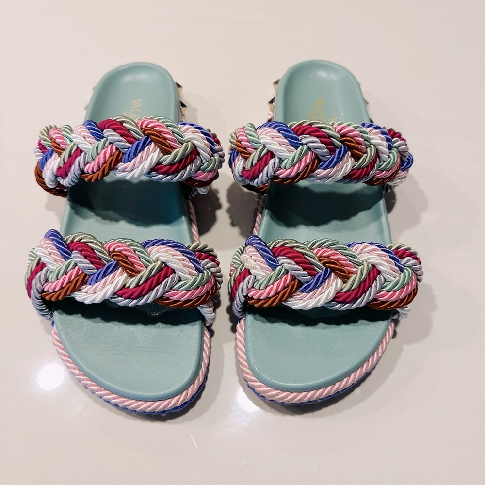 Valentino Garavani Rockstud embellished sandal in multicolor size 40